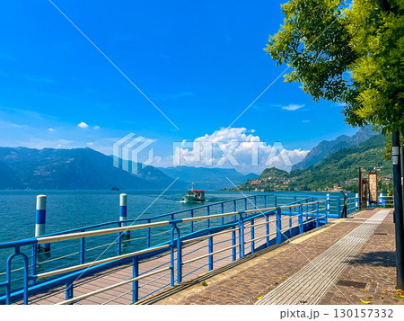 Ferry dock in the town of Sale Marasino 130157332