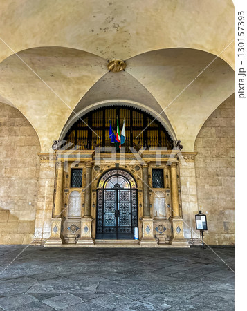 Stunning view of palazzo or palace Loggia, a historic landmark in Brescia, Italy Stunning view of palazzo or palace Loggia, a historic landmark in Brescia, Italy 130157393