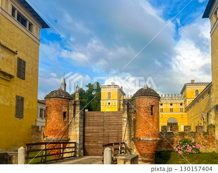 Villa Sommi Picenardi is immersed in the Cremona countryside, Italy in sunny day 130157404
