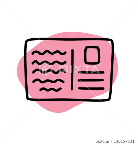 Doodle letter postcard icon hand drawn with thin line and colorful blob Doodle letter postcard icon hand drawn with thin line and colorful blob 130157531