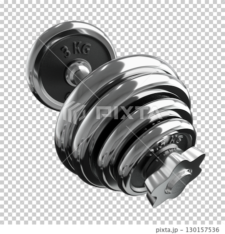 Cast Iron Black Adjustable Dumbbell, weightlifting gym equipment, side view. Png clipart isolated on transparent background 130157536