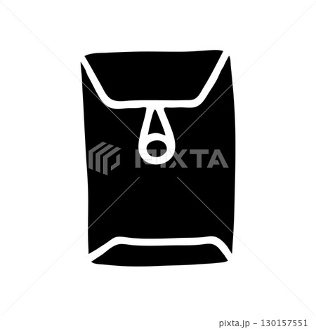 Doodle letter, open end button string envelope hand drawn in flat style 130157551