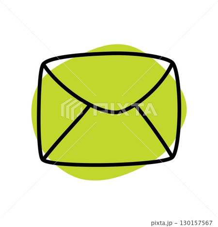 Doodle closed envelope icon or logo, hand drawn with thin black line 130157567