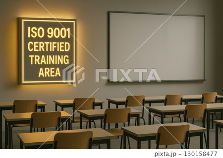 ISO 9001 certified training area sign glowing...のイラスト素材 [130158477] - PIXTA
