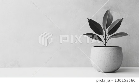 Stylish indoor plant in a minimalist pot on a light background enhancing modern decor 130158560