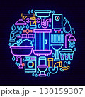 Plumber Neon Icons Circle Concept 130159307