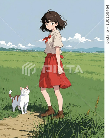 猫と遊ぶ女の子 猫と遊ぶ女の子 130159464