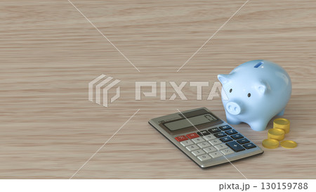 The Piggy Bank and coins  for saving or earn concept 3d Rendering. 130159788