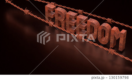 The Freedom and barbed wire rusty on Black background 3d Rendering. The Freedom and barbed wire rusty on Black background 3d Rendering. 130159798