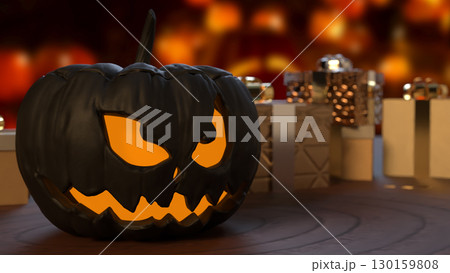The Black Pumpkin for Halloween orHoliday concept 3d Rendering. The Black Pumpkin for Halloween orHoliday concept 3d Rendering. 130159808