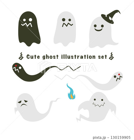 ハロウィンのお化けのイラストセット 130159905
