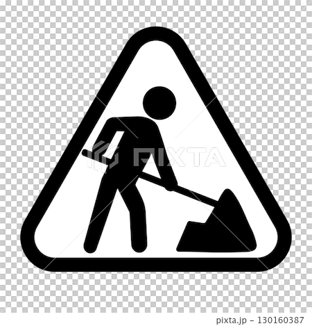 Illustration of a road sign warning of construction work 130160387