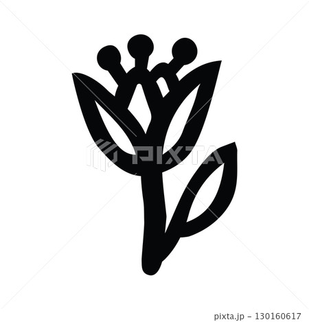 Flower Icon Hand Drawn Black - White Thick Lines 130160617