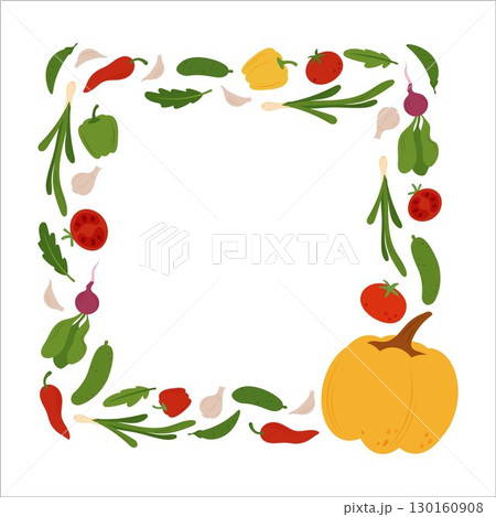 Square frame of simple flat vegetables 130160908