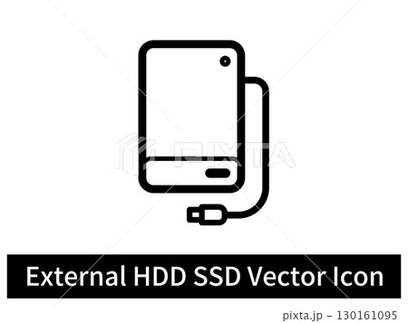外付けHDD(SSD)のシンプルアイコン、ベクター、白背景 130161095