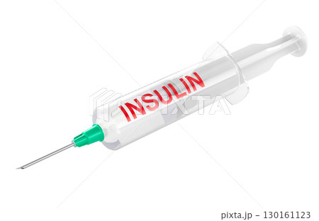Syringe with Insulin. 3D rendering 130161123