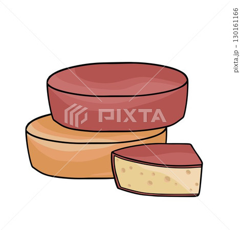 stacked cheese wheels hand-drawn vector illustration 130161166