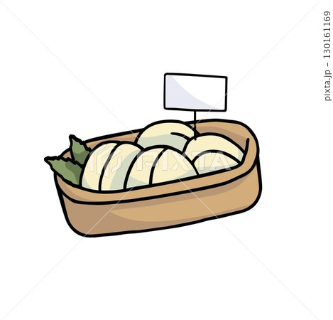 basket with soft round cheeses hand-drawn vector illustration 130161169