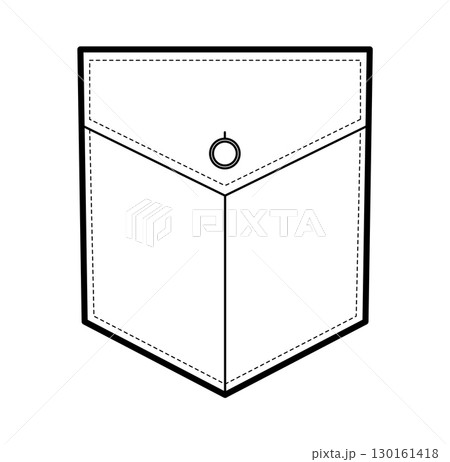 Angled Jeans Top-stitched Patch with Bottom Flap Pocket technical fashion illustration. Flat apparel template front Angled Jeans Top-stitched Patch with Bottom Flap Pocket technical fashion illustration. Flat apparel template front 130161418