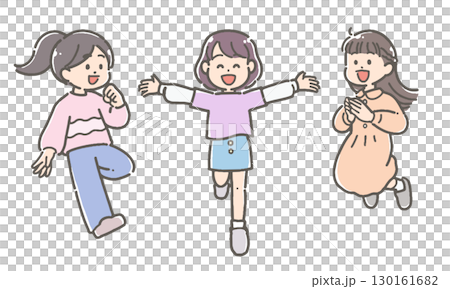 Illustration set of energetic children jumping 130161682