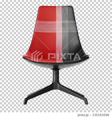 A modern chair with sleek design features red and black plaid pattern on seat and backrest, supported by black metal base. chair contemporary style adds bold touch to any space A modern chair with sleek design features red and black plaid pattern on seat and backrest, supported by black metal base. chair contemporary style adds bold touch to any space 130163086