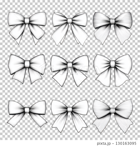 A Nine elegant white bows are arranged grid...のイラスト素材 [130163095] - PIXTA