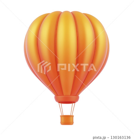A vibrant orange hot air balloon illustration with smooth, glossy texture, showcasing classic design. balloon is depicted in simple, minimalistic style, emphasizing its bright color and shape 130163136