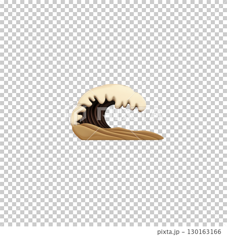 A stylized illustration of wave with smooth, flowing design and warm colors, evoking sense of calm and movement. wave crest is highlighted with soft, creamy hue 130163166