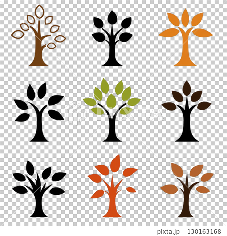 A Nine stylized tree icons various colors,...のイラスト素材 [130163168] - PIXTA