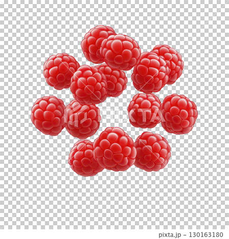 A Bright red gummy candies shaped like raspberries are scattered against transparency background, showcasing their vibrant color and playful design. These sweet treats evoke sense of fun 130163180