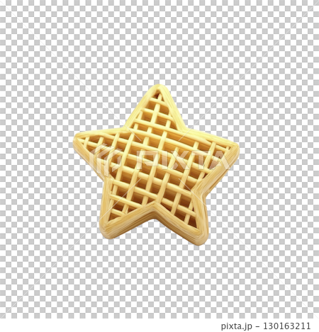 A star shaped waffle with golden brown color and grid pattern is isolated on transparency background, showcasing its texture and inviting appearance A star shaped waffle with golden brown color and grid pattern is isolated on transparency background, showcasing its texture and inviting appearance 130163211