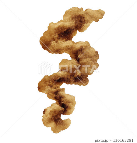 A This features swirling, abstract shape resembling cloud or smoke formation with rich brown color. texture appears soft and fluffy, creating dynamic and artistic visual 130163281