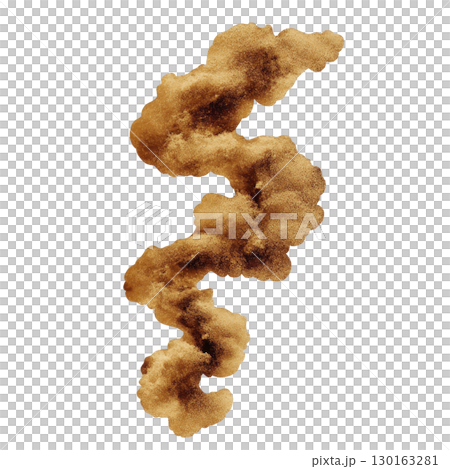 A This features swirling, abstract shape resembling cloud or smoke formation with rich brown color. texture appears soft and fluffy, creating dynamic and artistic visual 130163281