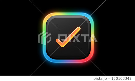 虹色フレームとチェックの黒いアプリアイコン 130163342