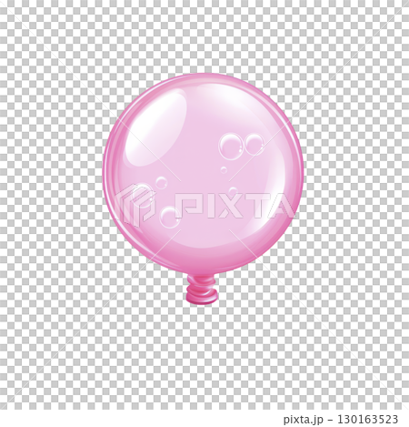A shiny pink bubblegum bubble with smooth surface and small reflections, floating against transparent background. bubble appears delicate and playful A shiny pink bubblegum bubble with smooth surface and small reflections, floating against transparent background. bubble appears delicate and playful 130163523