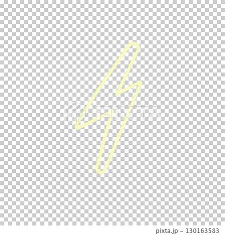 A glowing neon lightning bolt symbol on transparency background, representing energy and power. simple design and bright color create striking and modern visual effect 130163583