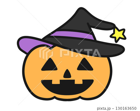 星付きの帽子を被ったハロウィンのカボチャ 星付きの帽子を被ったハロウィンのカボチャ 130163650
