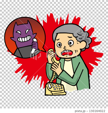 An elderly woman talking to a scammer over the phone 130164022