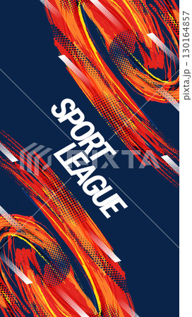 Orange and Blue Brush Background in Halftone Style. Grunge Sports Cover or Poster Design. Scratch and Texture Elements For Design 130164857