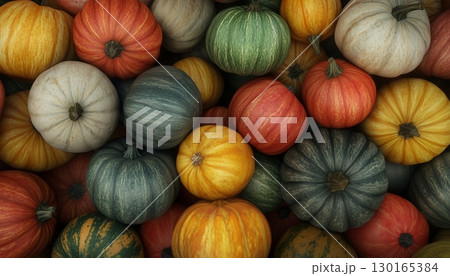 Pumpkin vegetable pattern vibrant color real food healthy lifestyle 130165384