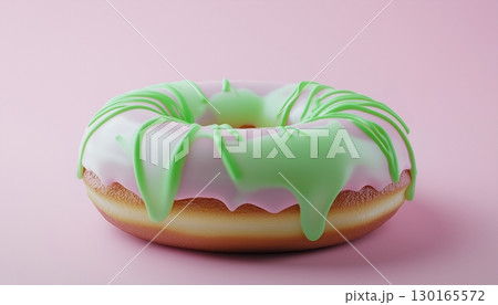 Donut sweet topping cream snack cake kids isolated background 130165572