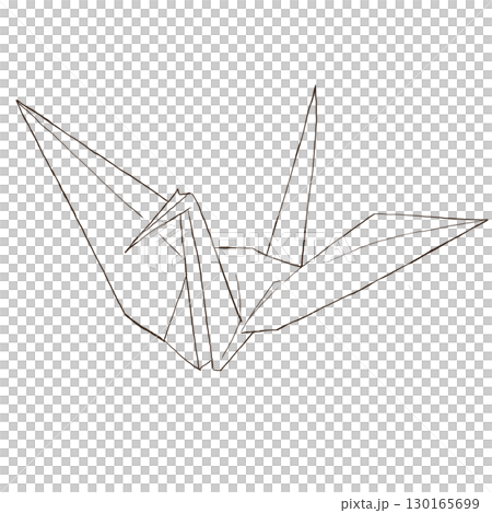 Simple line drawing Japanese style illustration of an origami crane Simple line drawing Japanese style illustration of an origami crane 130165699