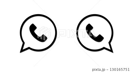 Phone icons inside chat bubbles, symbolizing messaging or calling apps, communication, and customer support. Phone icons inside chat bubbles, symbolizing messaging or calling apps, communication, and customer support. 130165751