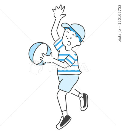 ボール遊びをする男の子のイラスト　ベクター 130165752