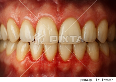 歯周病  歯肉や歯茎が赤く腫れている様子 130166067