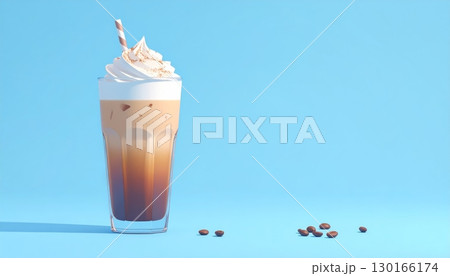 An inviting arrangement of creamy milk and coffee beverages in glasses and cups, perfect for a cafe menu, 3d render An inviting arrangement of creamy milk and coffee beverages in glasses and cups, perfect for a cafe menu, 3d render 130166174