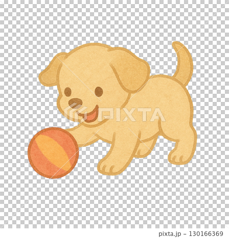 ボールで遊んでる子犬のイラスト 130166369