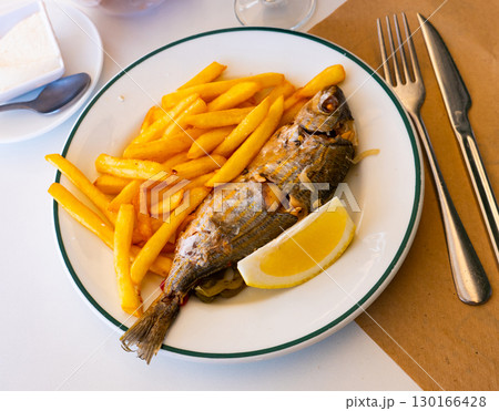 Fried Mediterranean fish Sarpa 130166428