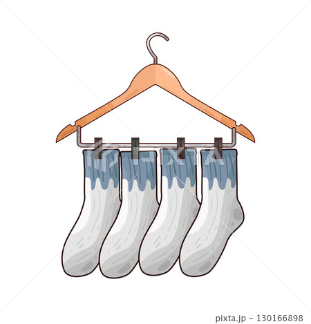 illustration of Socks Hanging On Hanger 130166898