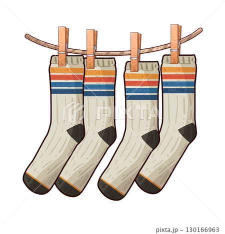 illustration of Socks Hanging On Rope illustration of Socks Hanging On Rope 130166963